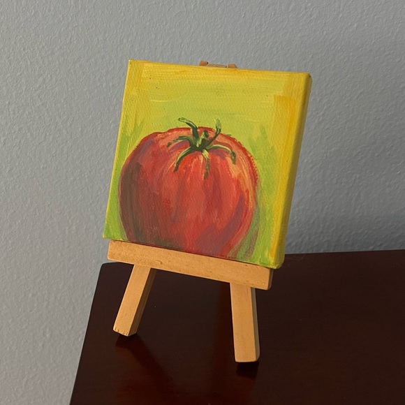 Original 3”x3” tomato painting - Picture 4 of 5